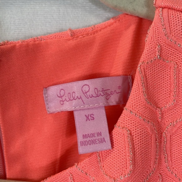 Lilly Pulitzer Dress Size XS Coral Geometric Print EUC Worn Once - Picture 3 of 10